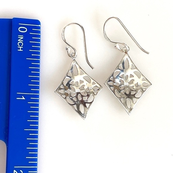 925 Marsala Sterling Silver Earrings Drops Dangles 2g Thailand Geometric - Picture 5 of 11